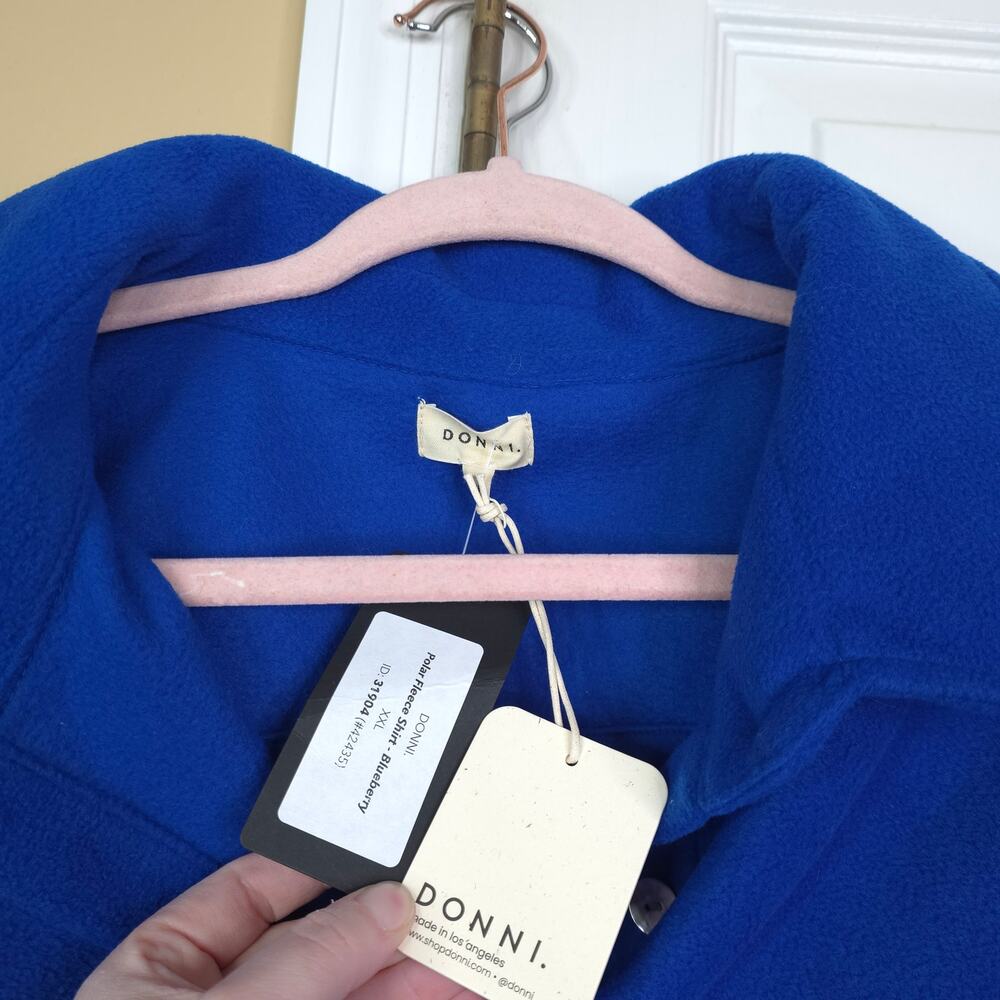 DONNI. Polar Fleece Shirt in Blueberry Size XXL - Picture 7 of 8